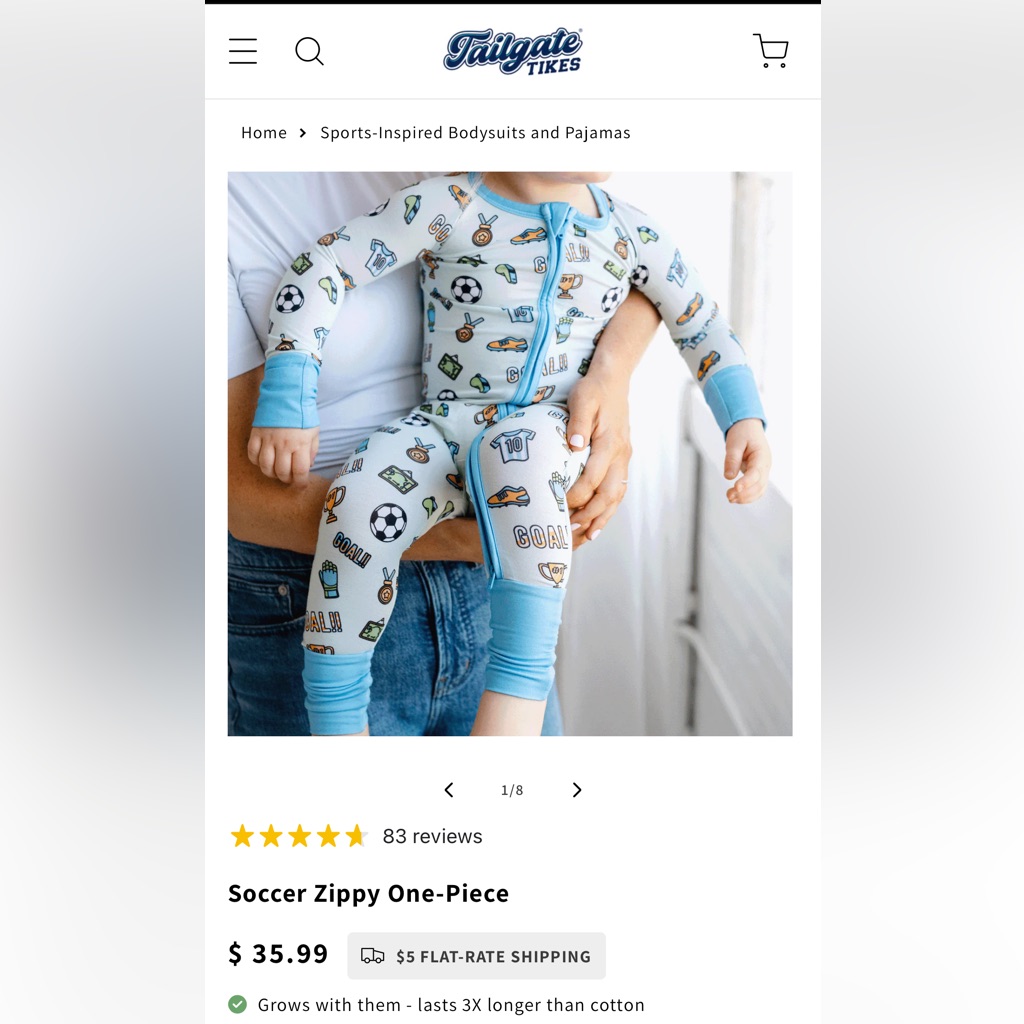 Tailgate Tikes Blue Soccer Pjs